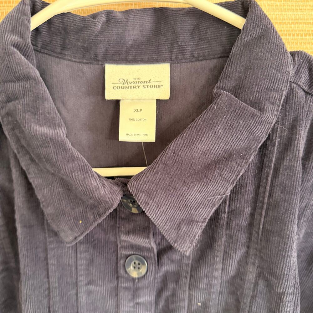 The Vermont Country Store Pintuck Cotton Corduroy Dress Navy XLP NWT - Picture 5 of 7